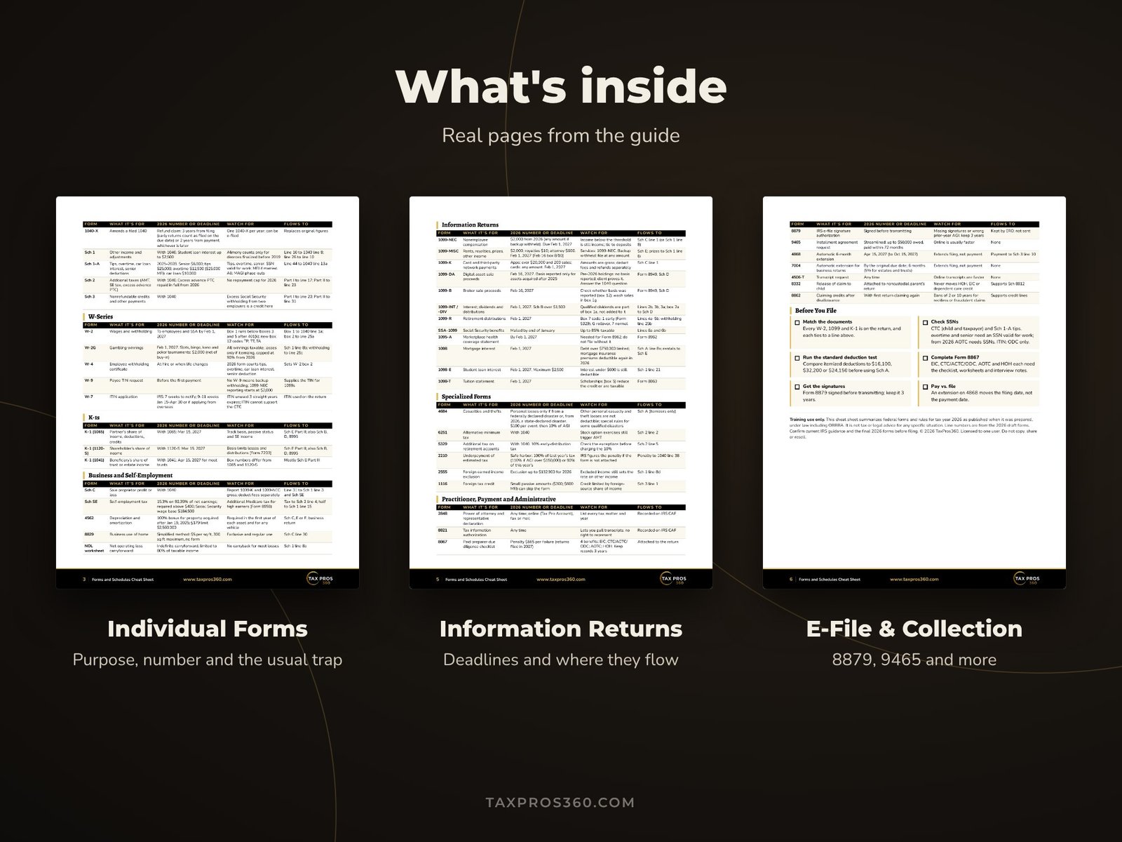 Forms and Schedules Cheat Sheet 2026 — preview 2